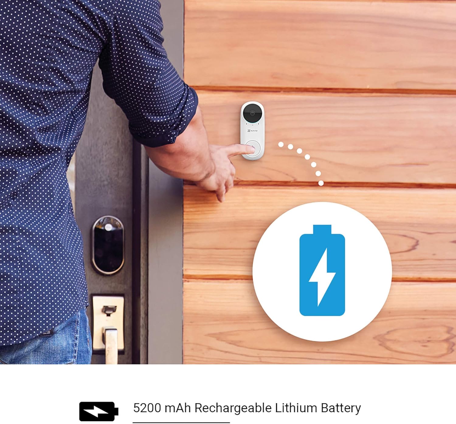 EZVIZ Kit DB2C, campanello video a batteria intelligente con rilevamento umano AI, rilevamento umano AI, rilevamento umano AI, audio a 2 vie, supporta scheda MicroSD EZVIZ Kit DB2C, campanello video a batteria intelligente con rilevamento umano AI, rilevamento umano AI, rilevamento umano AI, audio a 2 vie, supporta scheda MicroSD